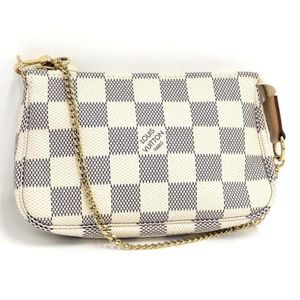 Louis Vuitton Mini Pochette Accessories Pouch Damier Leather Azure White